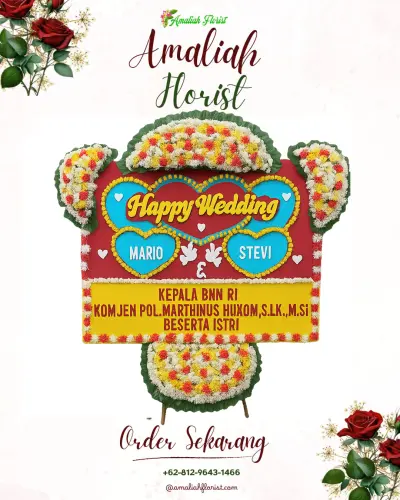 Karangan Papan Bunga Pernikahan di Gubug